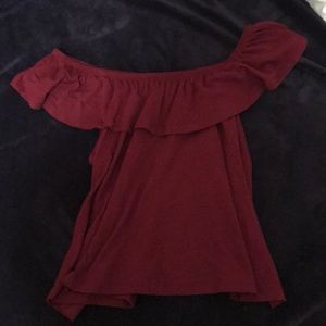 Burgundy off the shoulder top